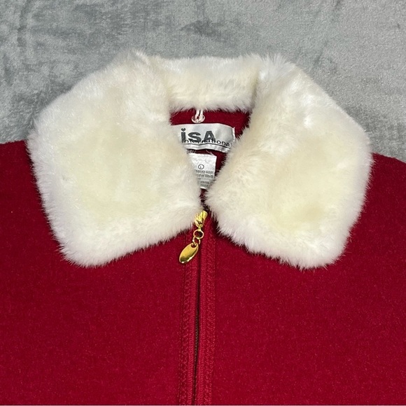 Lisa International Boiled Wool Red Vest Large Polar Bear Snowflake Embellished - Picture 3 of 16